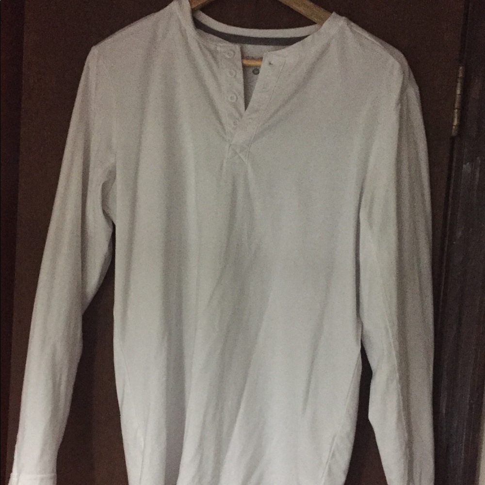 ESNTLS Men's Long Sleeve Henley T-Shirt White